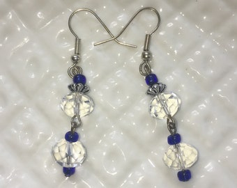 Elegant Drop Earrings with Royal Blue Accents