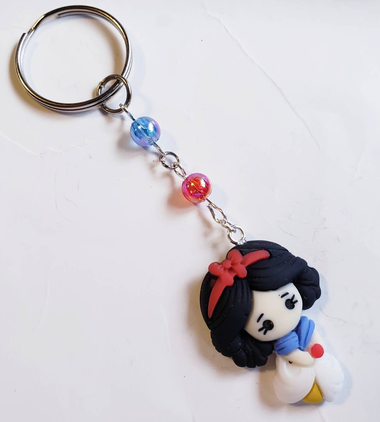 Snow White Resin Charm Key Ring Chain 3 3/4 Inch Length Etsy