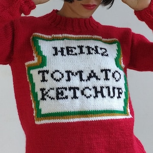 Ketchup Heinz Handknit Sweater. The perfect gift for a special person, 100% made to measure