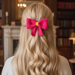 Crochet hair bow pattern pdf - Easy beginner bow tie tutorial - Hair Clip accessory, Brooch pin, Gift topper - Instant download (ENG)