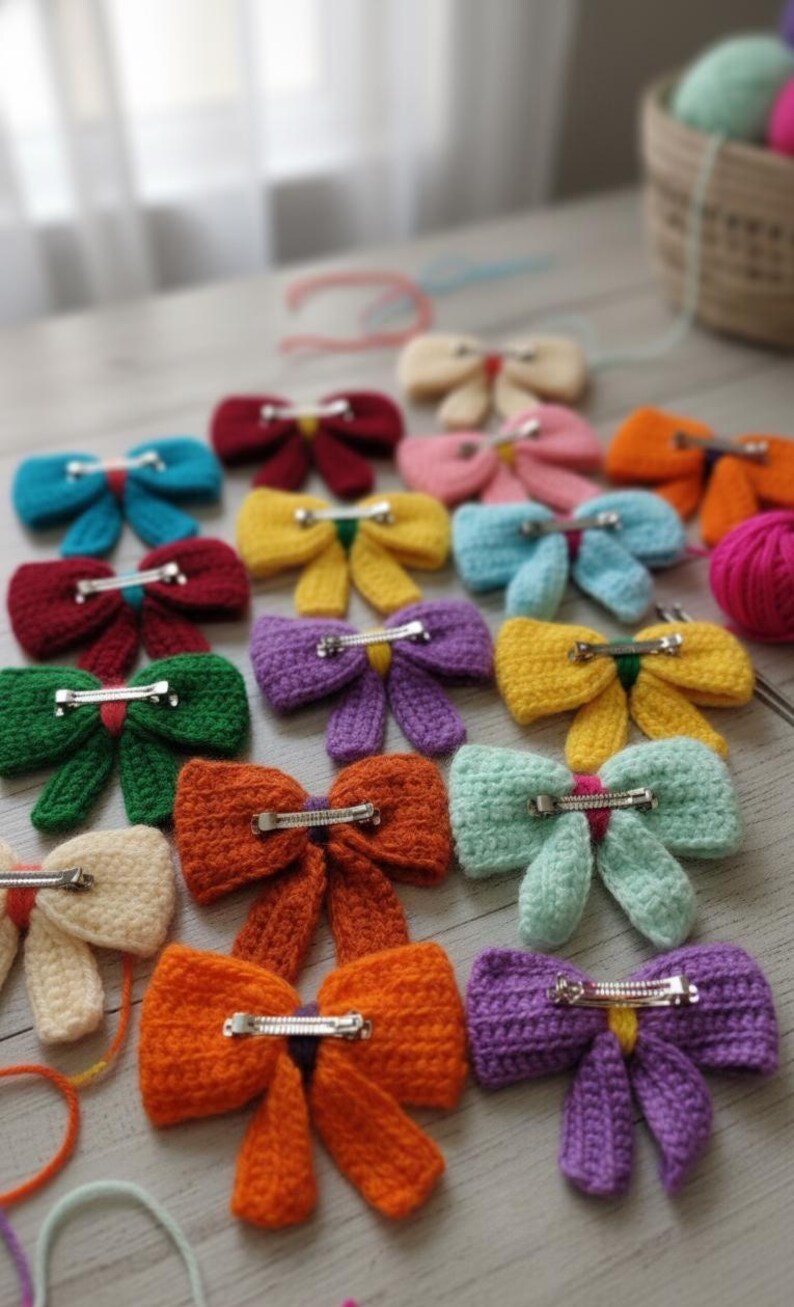 Easy Crochet Hair Bow Pattern PDF | Beginner Hair Clip Tutorial and Bow Pin | Instant Download English Pattern image 11