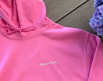 Gemaakt van plastic roze hoodie