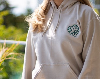 Embroidered Monstera Plant Hoodie