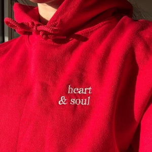 Heart and Soul Embroidered Hoodie Red