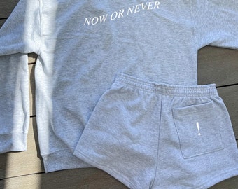 Now or Never Grey Sweatshorts