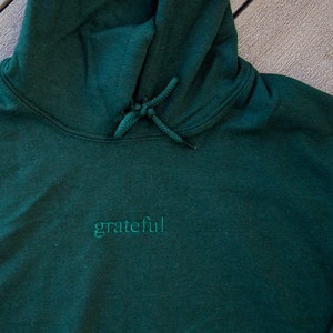 Embroidered Grateful Hoodie | Monochrome Hoodie