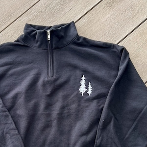 Embroidered Pine Tree Half Zip Sweatshirt | Quarter Zip Sweatshirt