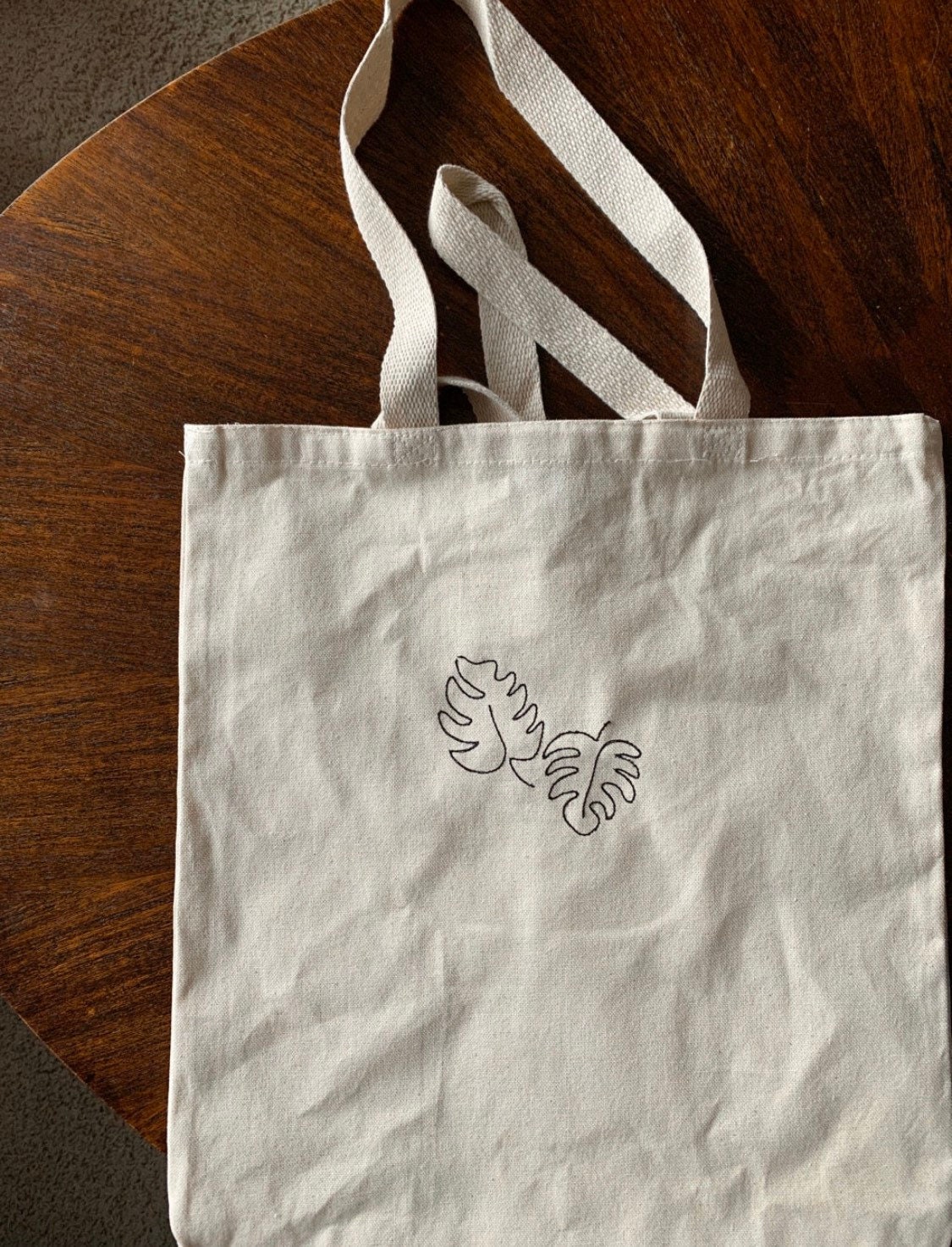 Embroidered Monstera Leaf Canvas Tote Bag - Etsy Canada