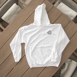 Embroidered Monstera Plant Hoodie White