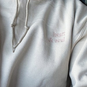 Heart and Soul Embroidered Hoodie Beige