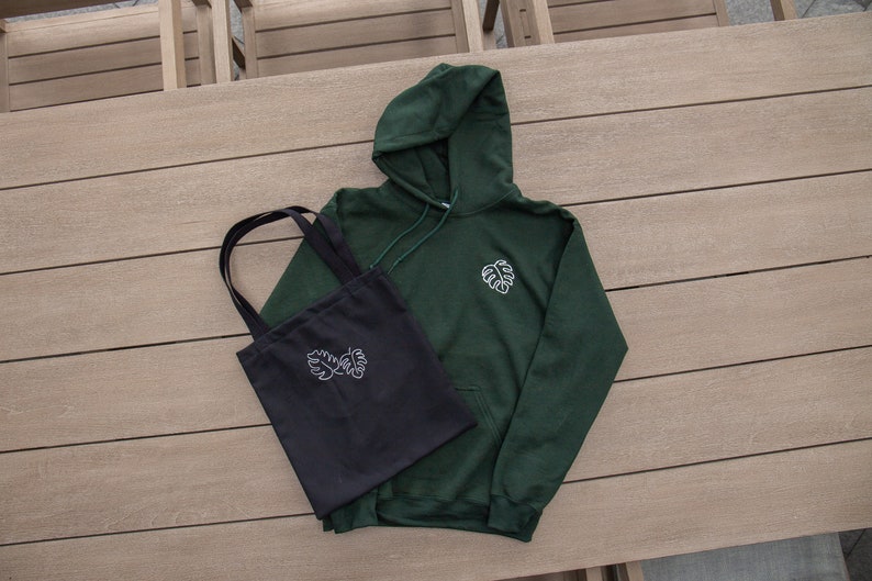 Embroidered Monstera Plant Hoodie image 5
