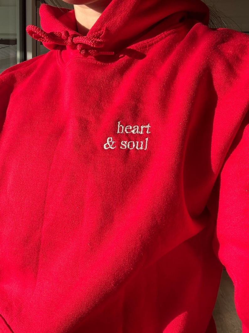 Heart and Soul Embroidered Hoodie Red