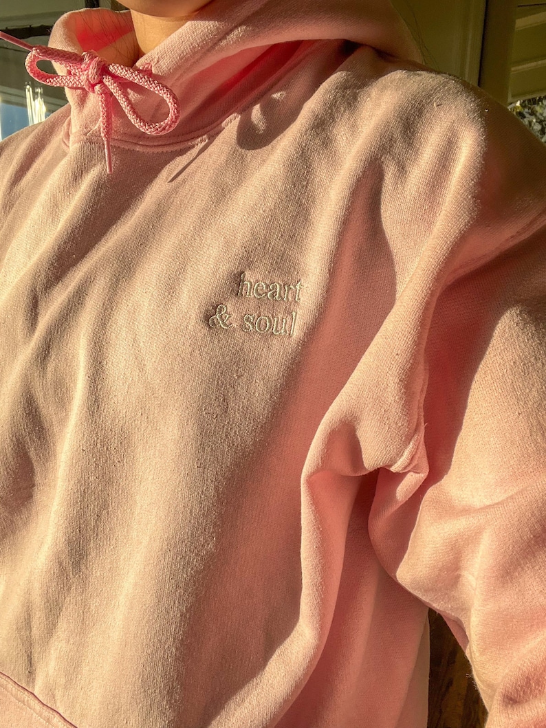 Heart and Soul Embroidered Hoodie Pink