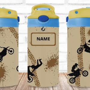 Dirt Bike Wrap- ADD A NAME | Tumbler Wrap | 12oz Kids Waterbottle | Straight Design | Sublimation Design