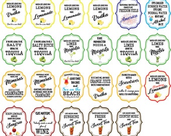 Lemon Lime Drink Labels Bundle | Sublimation PNG (Instant Download)