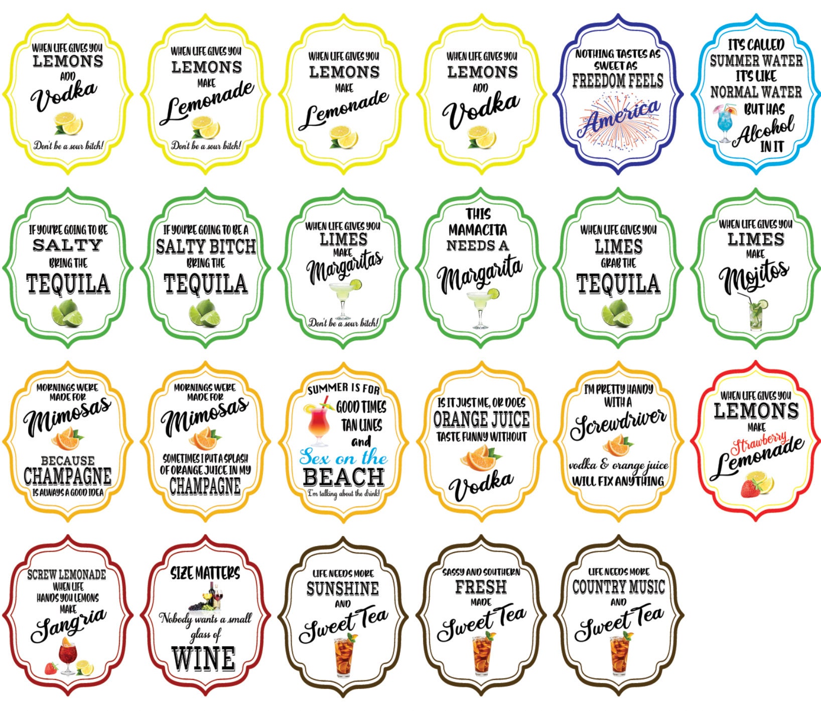 When Life Gives You Lemons / Limes Bundle Sublimation Drink Labels 23