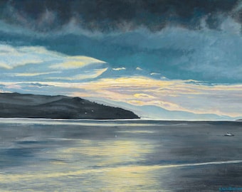 A Sort of Homecoming. A Limited Edition print of my acrylic painting of the view towards the Isle of Cumbrae from Innellan in Argyll.