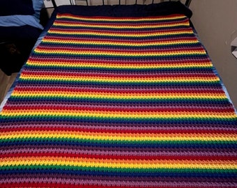 Regenbogen Waffel Stitch Decke