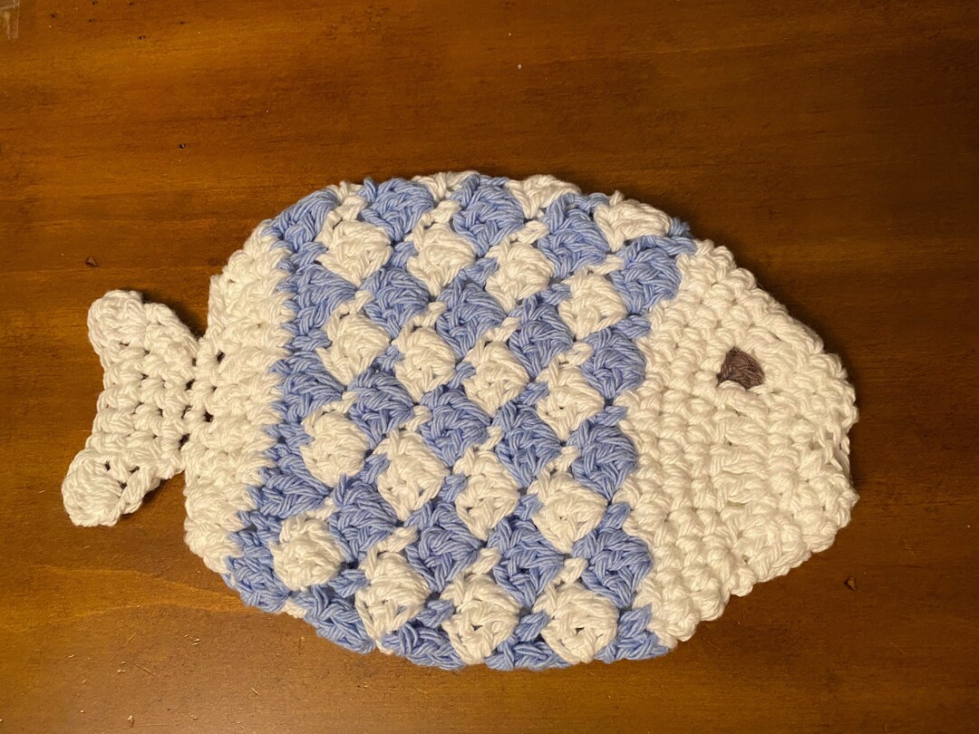 Fish Dishcloth: Textured Cotton Kitchen Scrubber (approx. 8