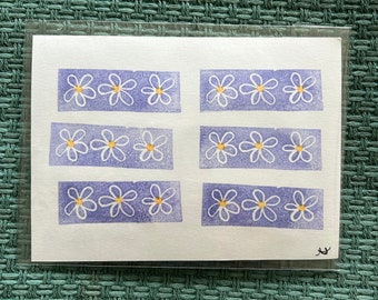 Purple Flower Original Linocut Print