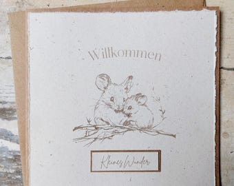 Karte zur Geburt, Maus, Glückwunschkarte Baby