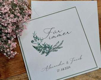 Hochzeitskarte personalisiert, grün