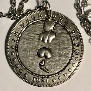 Girl Water Medallion Coin Pendant Medallion Novelty Coins USA Morgan Dollar Eagle Necklace Jewelry Gift Friend Charm Him Her World Collector