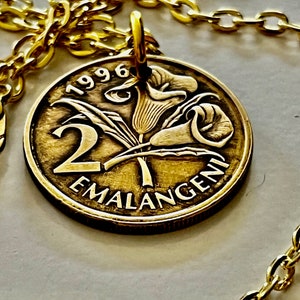 Swaziland Coin Pendant Necklace 2 Emacangeni Siyinoaba African Handmade Jewelry Gift Friend Charm For Him Her World Coin Collector