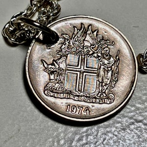Iceland Coin Necklace 5 Krona Kronur Bull Viking Personal Pendant Handmade Jewelry Gift Friend Charm For Him Her World Coin Collector