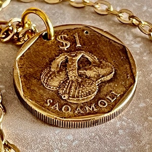 Fiji Coin Necklace Fijian Pendant Vintage Custom Personal Old Vintage Handmade Jewelry Gift Friend Charm For Him Her World Coin Collector