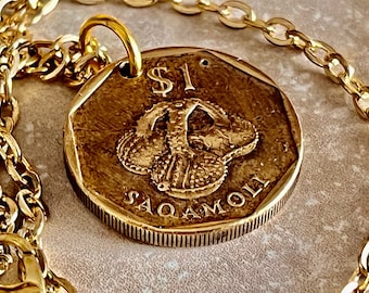 Fiji Coin Necklace Fijian Pendant Vintage Custom Personal Old Vintage Handmade Jewelry Gift Friend Charm For Him Her World Coin Collector