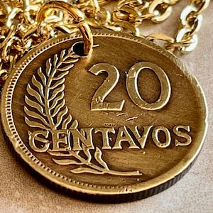 Peru Coin Pendant Peruvian 20 Centavos Personal Necklace Old Vintage Handmade Jewelry Gift Friend Charm For Him Her World Coin Collector