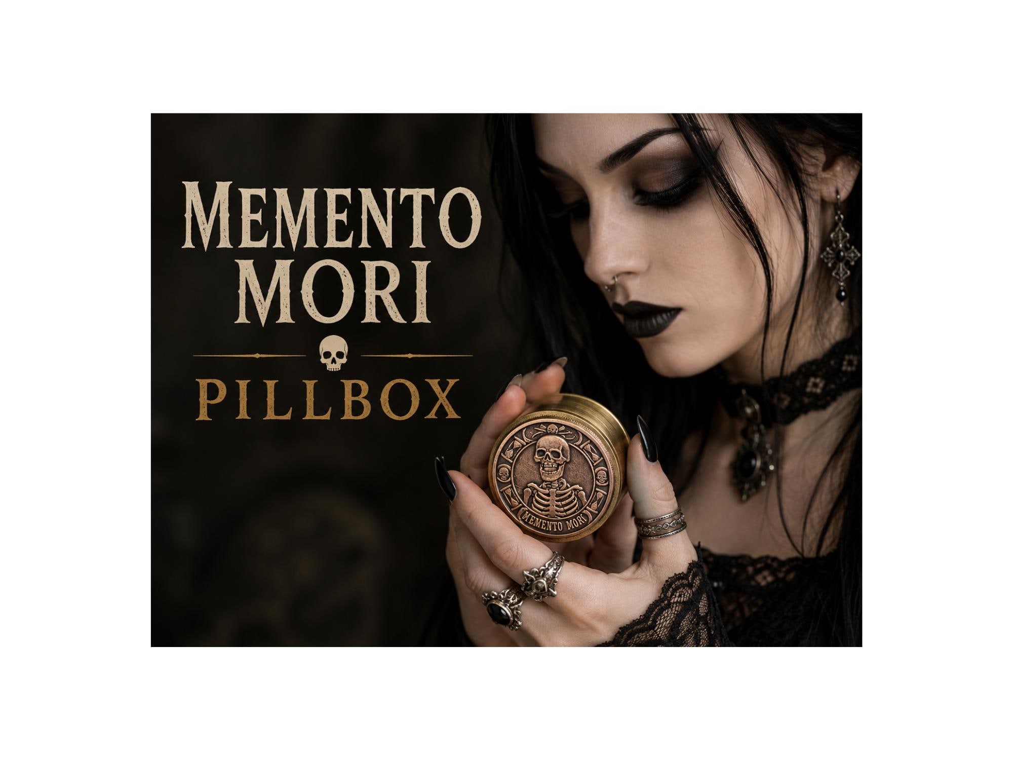 Memento Mori Coin Pill Box – Gothic Skeleton Brass Stash Box – Antique ...