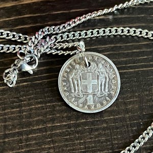 Greece Coin Pendant – 1 Drachma Athena Necklace | Vintage Greek Jewelry | Handmade Gift for Him or Her | Ancient Heritage Charm