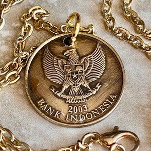 Indonesia Coin 500 Rupiah Necklace Coin Pendant Personal Old Vintage Handmade Jewelry Gift Friend Charm For Him Her World Coin Collector