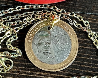 Philippines Coin Necklace Pendant Philippians 20 Piso Personal Vintage Handmade Jewelry Gift Friend Charm For Him Her World Coin Collector