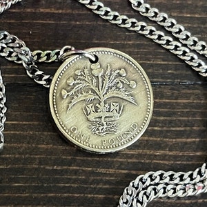 United Kingdom Coin Necklace One Pound UK Pendant Vintage Britain Jewelry  Rare coins - Coin Enthusiast Fashion Accessory Handmade