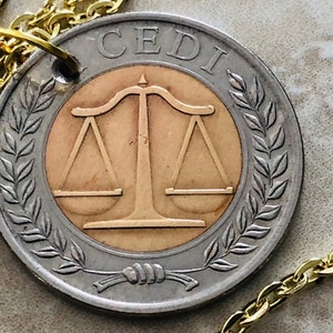 Ghana Coin Necklace Ghanaian 1 Cedi Personal Necklace Vintage Handmade Jewelry Gift Friend Charm For Him Her World Coin Collector