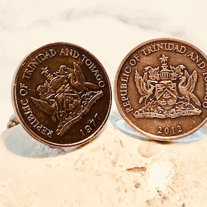 Trinidad en Tobago munt manchetknopen Trinidadian persoonlijke oude vintage handgemaakte sieraden cadeau vriend charme voor hem haar wereld muntenverzamelaar