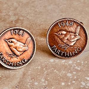 England Coin Cuff Links United Kingdom Farthing Personal Cufflinks Handmade Jewelry Gift Friend Charm For Him Her World Coin Collector