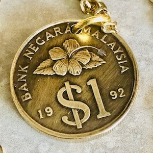 Malaysia Coin Dollar Pendant Necklace Malaysian Personal Old Vintage Handmade Jewelry Gift Friend Charm For Him Her World Coin Collector