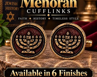 Menorah Cufflinks, Jewish Cuff Links for Men, Judaica Gift for Him, Bar Mitzvah Gift, Jewish Wedding Gift, Menorah Jewelry