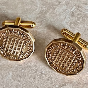 British Coin Cuff Links Britain UK 3 Pence Cufflinks, Charm Gift For Friend Coin Charm Gift For Him, Coin Collector, World Coins