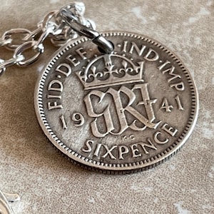 Britain Silver Pendant Coin Necklace 6 Pence Sixpence United Kingdom Britain Jewelry Gift Friend Charm For Him Her World Coin Collector