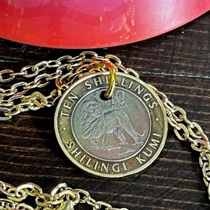 Kenya Coin Pendant Kenyan 10 Shilling Personal Necklace Old Vintage Handmade Jewelry Gift Friend Charm For Him Her World Coin Collector