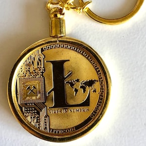 Litecoin Crypto Currency Keychain Ring  Gold Color - Metal Crypto Coins - Cryptocurrency - Collectable - Souvenir - Token  Litecoin to Moon!