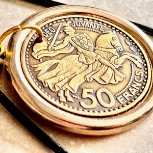Monaco Coin Pendant Necklace 50 Francs, Prince Rainier III Personal Vintage Handmade Jewelry Gift Friend Charm Him Her World Coin Collector