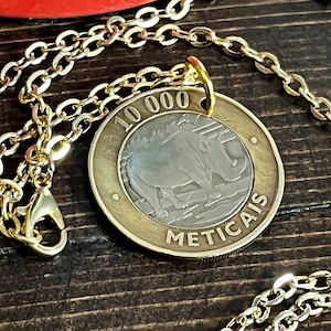 Mozambique 2003 10000 Meticais Coin Rhino Necklace Personal Vintage Handmade Jewelry Gift Friend Charm For Him Her World Coin Collector