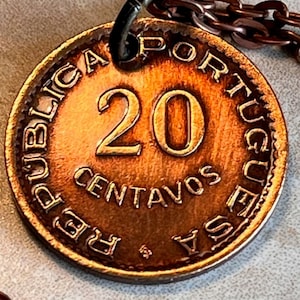 Portugal Coin Pendant Portuguese Centavos Personal Necklace Old Vintage Handmade Jewelry Gift Friend Charm For Him Her World Coin Collector