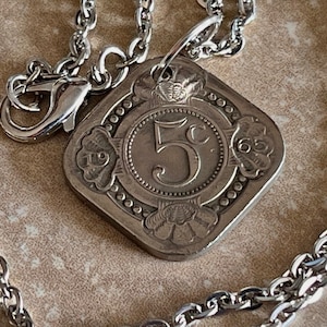 Netherlands Coin Necklace | 5 Cents Pendant | Vintage Dutch Jewelry | Handmade Gift for Him Her | Old Coin Collector Charm